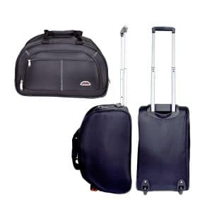 Bolso Viaje C/Carro Lona Negro 50X30X28Cm 99Cm 4 Cierres