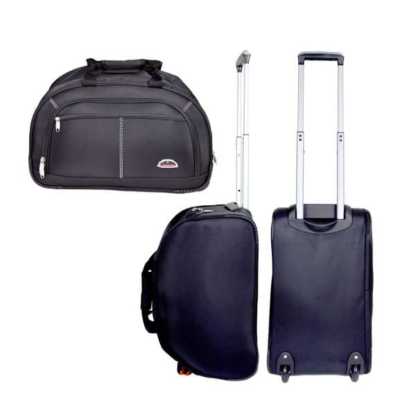 Bolso Viaje C/Carro Lona Negro 50X30X28Cm 99Cm 4 Cierres