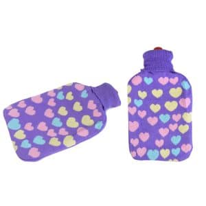 BOLSA DE AGUA CALIENTE CON FORRO LANA CORAZONES 34X20X28CM