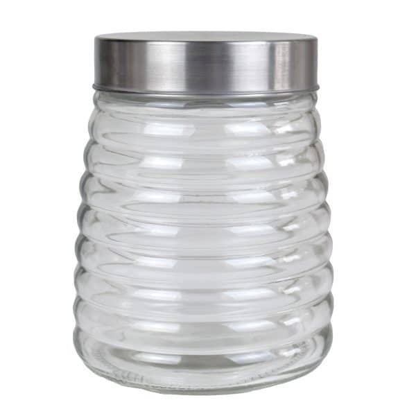 Frasco Vidrio Tapa Rosca Metal 600Ml Labrado 12.5Cm Alto 10Cm Diam -2 - Imagen 2