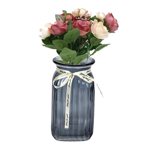 Florero De Vidrio Con Base Cuadrada
