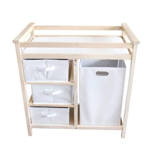 Cambiador De Bebe En Madera Con Canasto Tela Tipo Rack - Imagen 2