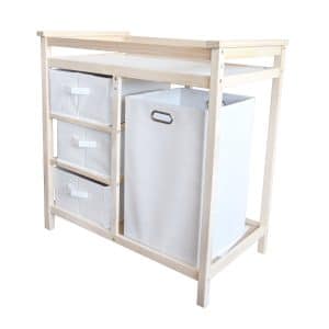 Cambiador De Bebe En Madera Con Canasto Tela Tipo Rack