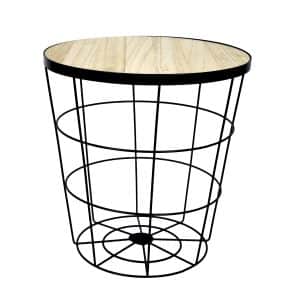 Cestos Tipo Mesa De Metal Calado Con Tapa De Madera