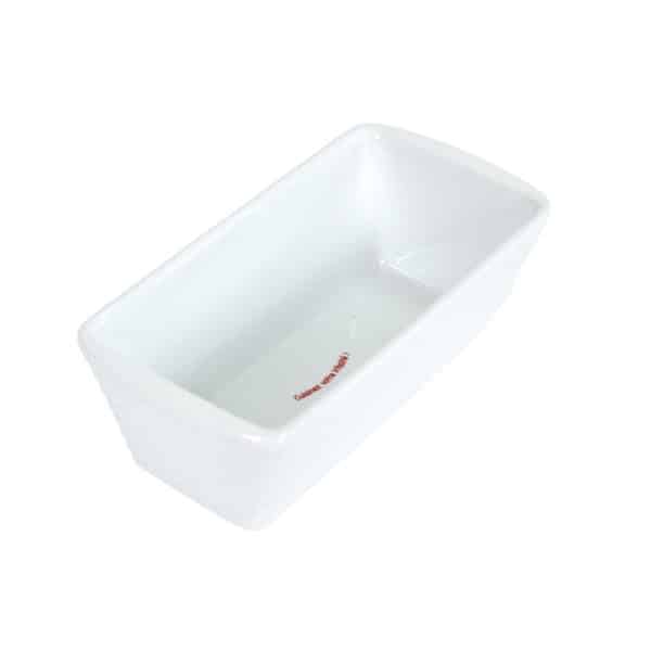 Budinera Rectangular De Ceramica Blanca Labrado Linea - Imagen 2