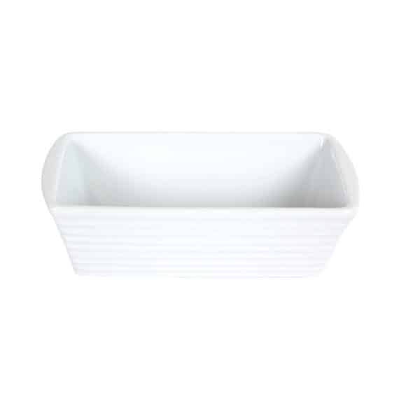 Budinera Rectangular De Ceramica Blanca Labrado Linea - Imagen 3