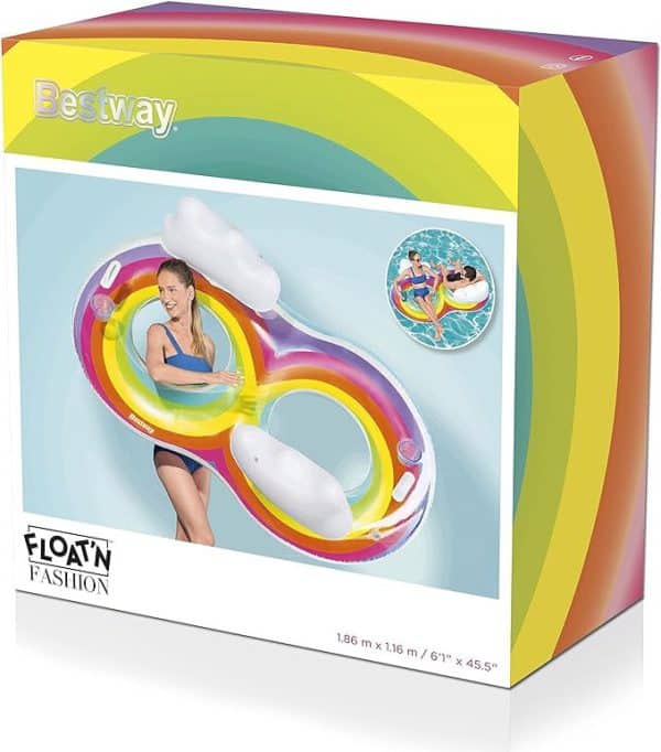 ASIENTO INFLABLE DOBLE CON RESPALDO Y POSAVASOS BETSWAY - Imagen 2