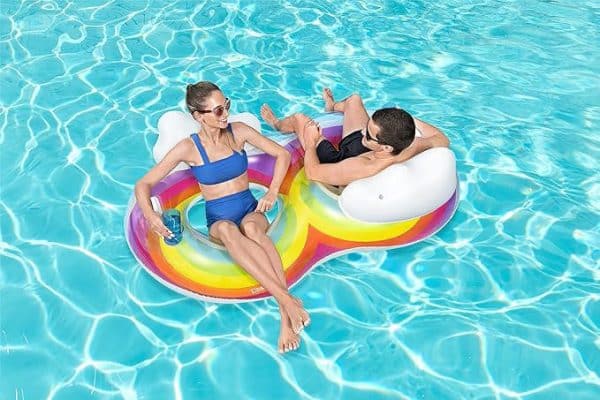 ASIENTO INFLABLE DOBLE CON RESPALDO Y POSAVASOS BETSWAY - Imagen 3