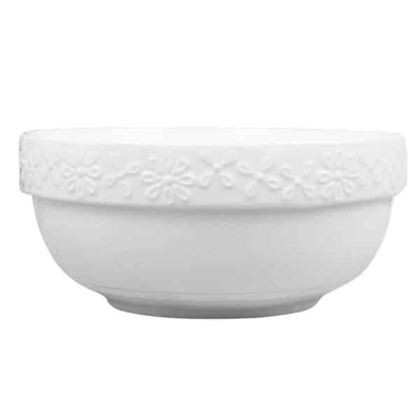 Bowl De Cerámica Con Labrado De Flores - Imagen 2