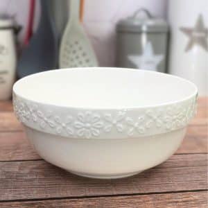 Bowl De Cerámica Con Labrado De Flores