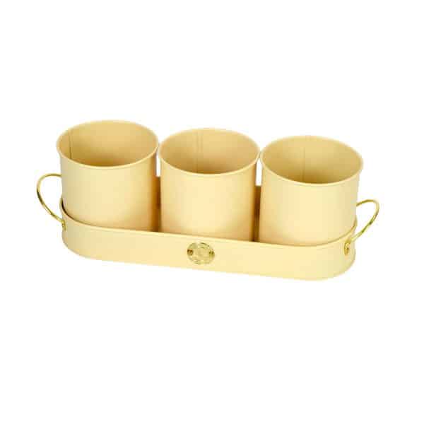 Set De 3 Macetas De Metal Con Bandeja - Imagen 2