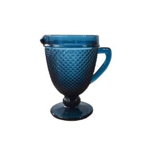 Jarra De Agua De Vidrio Grueso Con Labrado De Rombos