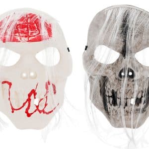 Mascara Calavera Con Pelo Y Sangre