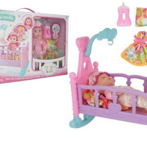 Bebé de goma con cuna y accesorios