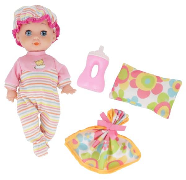 Bebé de goma con cuna y accesorios - Imagen 3