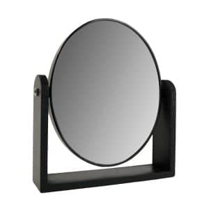 Espejo oval doble con aumento y base de madera