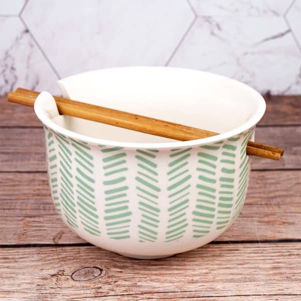 Bowl De Cerámica Con Palitos Chinos