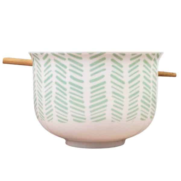 Bowl De Cerámica Con Palitos Chinos - Imagen 2