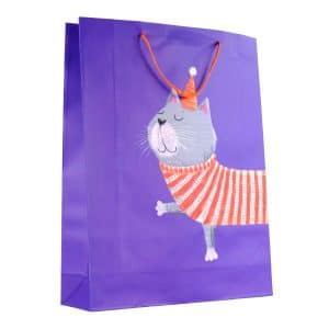 Bolsa de papel con diseño de gato para regalo