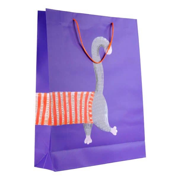Bolsa de papel con diseño de gato para regalo - Imagen 2