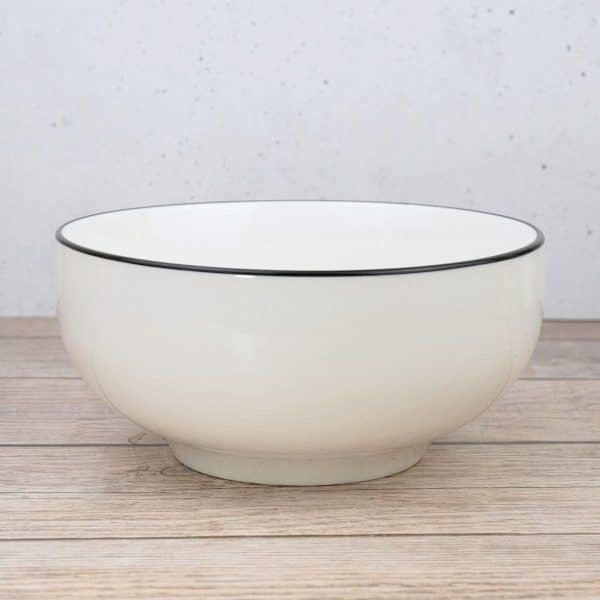 Bowl De Ceramica Blanco Con Borde De Color