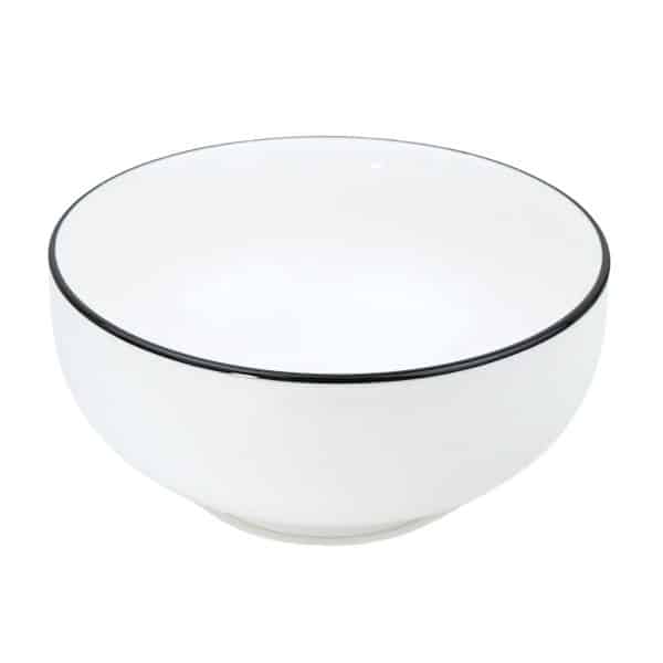 Bowl De Ceramica Blanco Con Borde De Color - Imagen 2