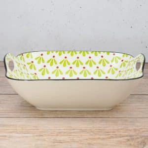 Bowl de ceramica con diseño interior y asas