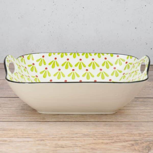 Bowl de ceramica con diseño interior y asas