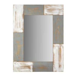 Espejo rectangular con marco de madera ancho rustico
