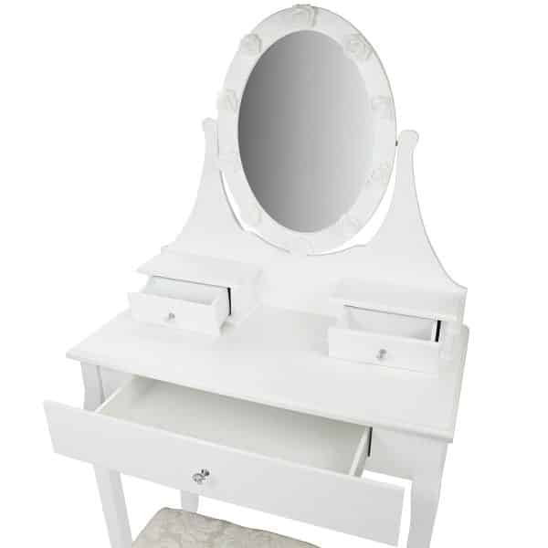 Comoda Toilette Con Espejo Led Y Taburete. - Imagen 2