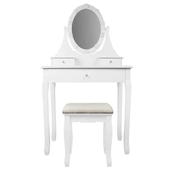 Comoda Toilette Con Espejo Led Y Taburete.