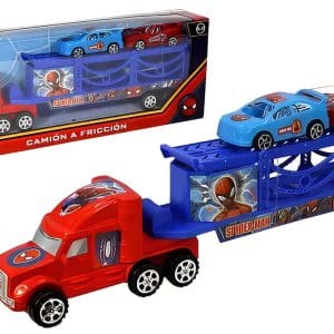 Camion cigueña a friccion de Spiderman con 2 autos