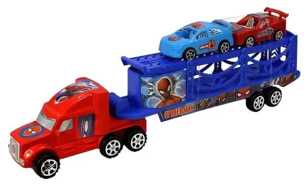 Camion cigueña a friccion de Spiderman con 2 autos - Imagen 2