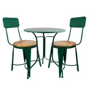 Juego De Jardin De Metal Verde 2 Sillas + 1 Mesa