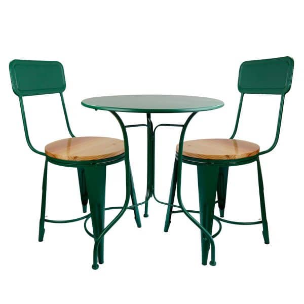 Juego De Jardin De Metal Verde 2 Sillas + 1 Mesa