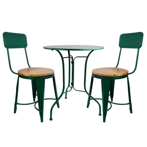 Juego De Jardin De Metal Verde 2 Sillas + 1 Mesa - Imagen 2