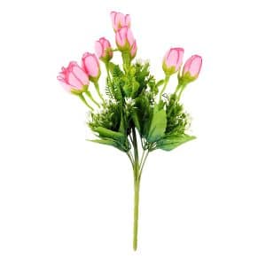 Ramo De Flor Artificial Pimpollo Rosas Con Rocio