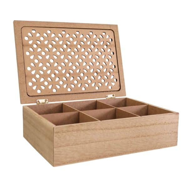 Caja de te de madera 6 divisiones - Imagen 2