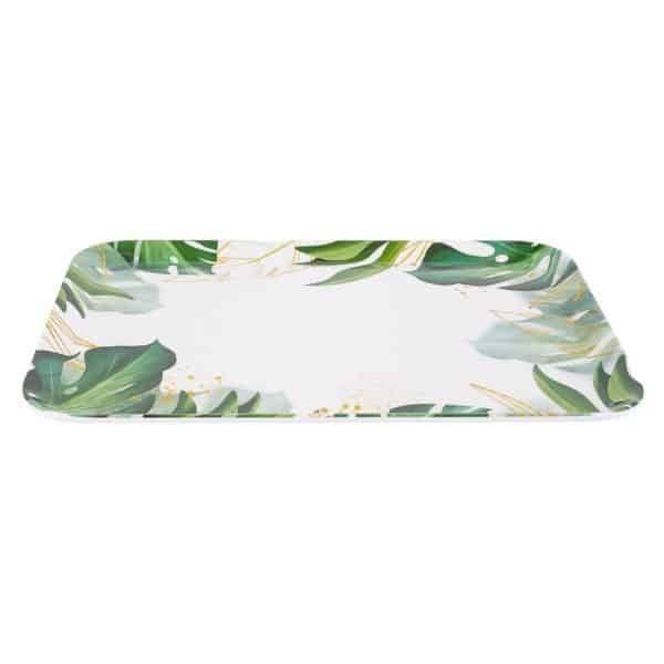 Bandeja Rectangular De Melamina Linea Hoja Verde