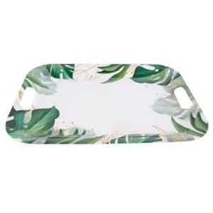 Bandeja Rectangular De Melamina Linea Hoja Verde