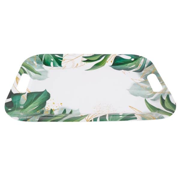 Bandeja Rectangular De Melamina Linea Hoja Verde