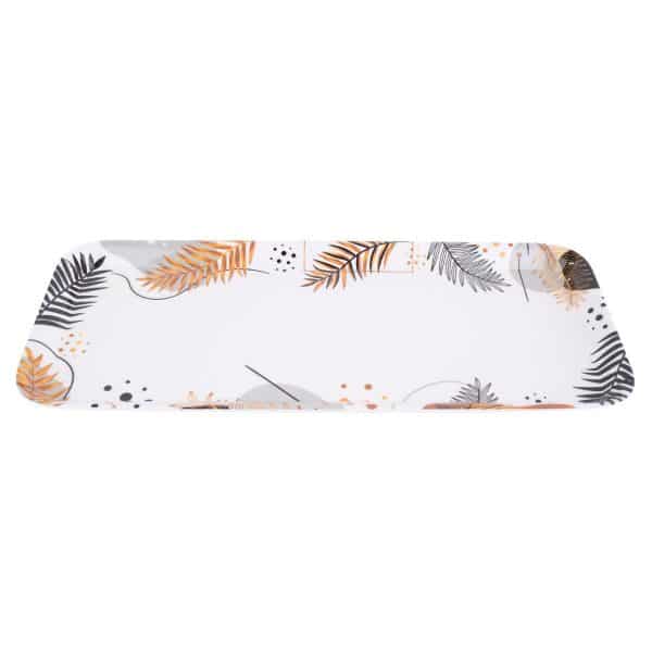 Bandeja Rectangular De Melamina Linea Hoja Gold