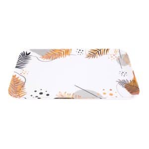 Bandeja Rectangular De Melamina Linea Hoja Gold