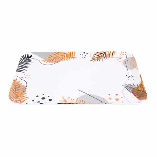 Bandeja Rectangular De Melamina Linea Hoja Gold