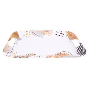 Bandeja Rectangular De Melamina Line Hoja Gold