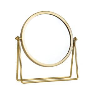 Espejo con base de metal dorado