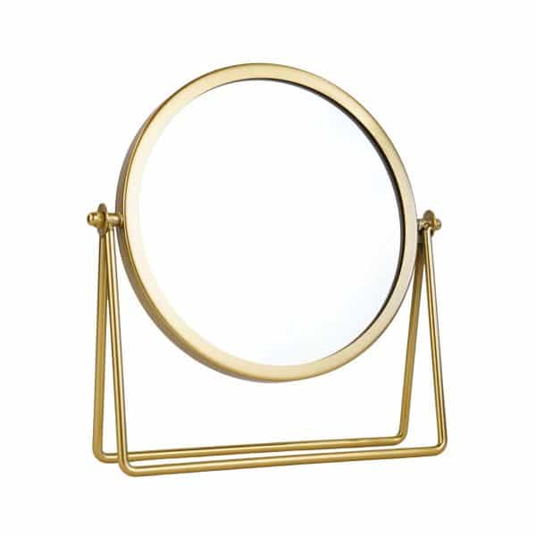 Espejo con base de metal dorado