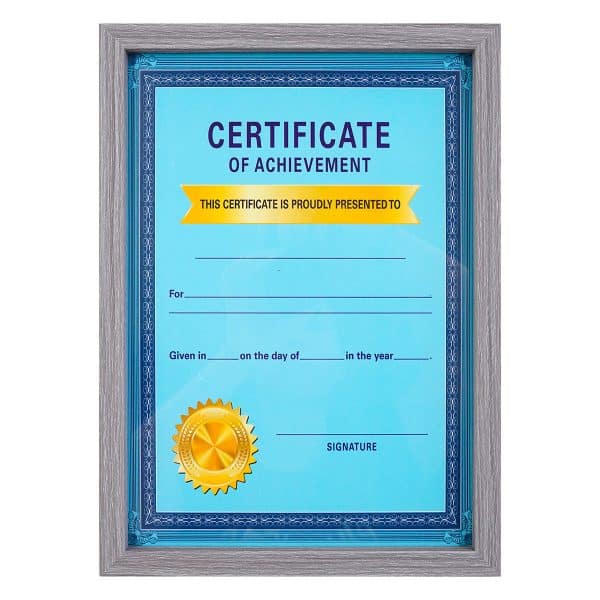Porta certificados con marco gris