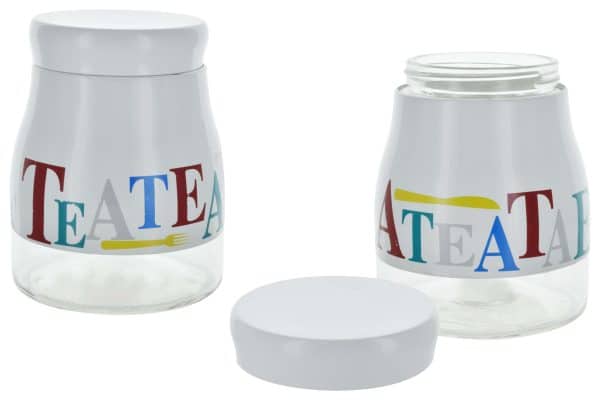 Frasco Vidrio Metal Blanco Letras 15Cm -3