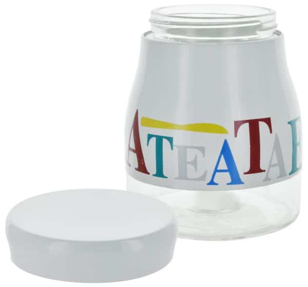 Frasco Vidrio Metal Blanco Letras 15Cm -3 - Imagen 2